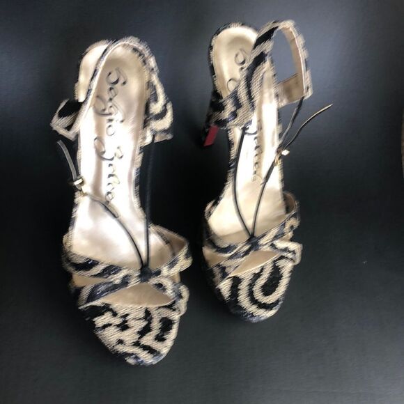 Sergio Zelcer Gorgeous Brazilian Designer Sequin Animal Print Heels - Picture 3 of 12
